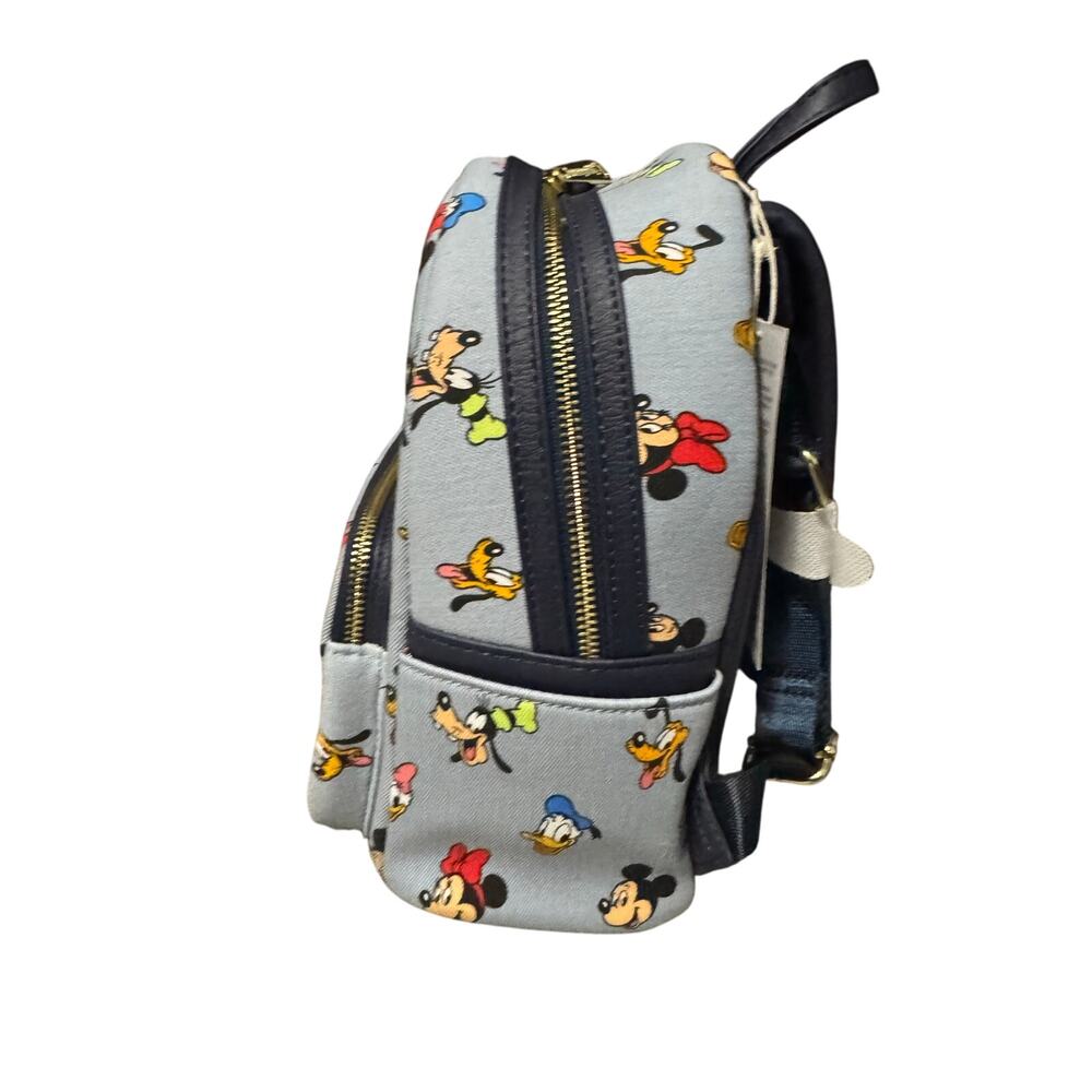 Disney Parks Loungefly Mickey Mouse Fabulous 5 Faces Denim Mini Backpack - NWT - Picture 4 of 5